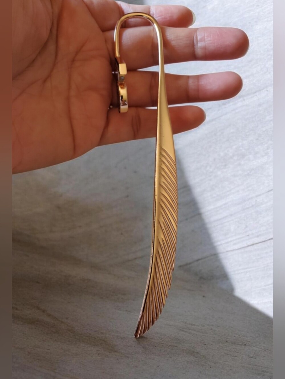 Rose Gold Feather Bookmark